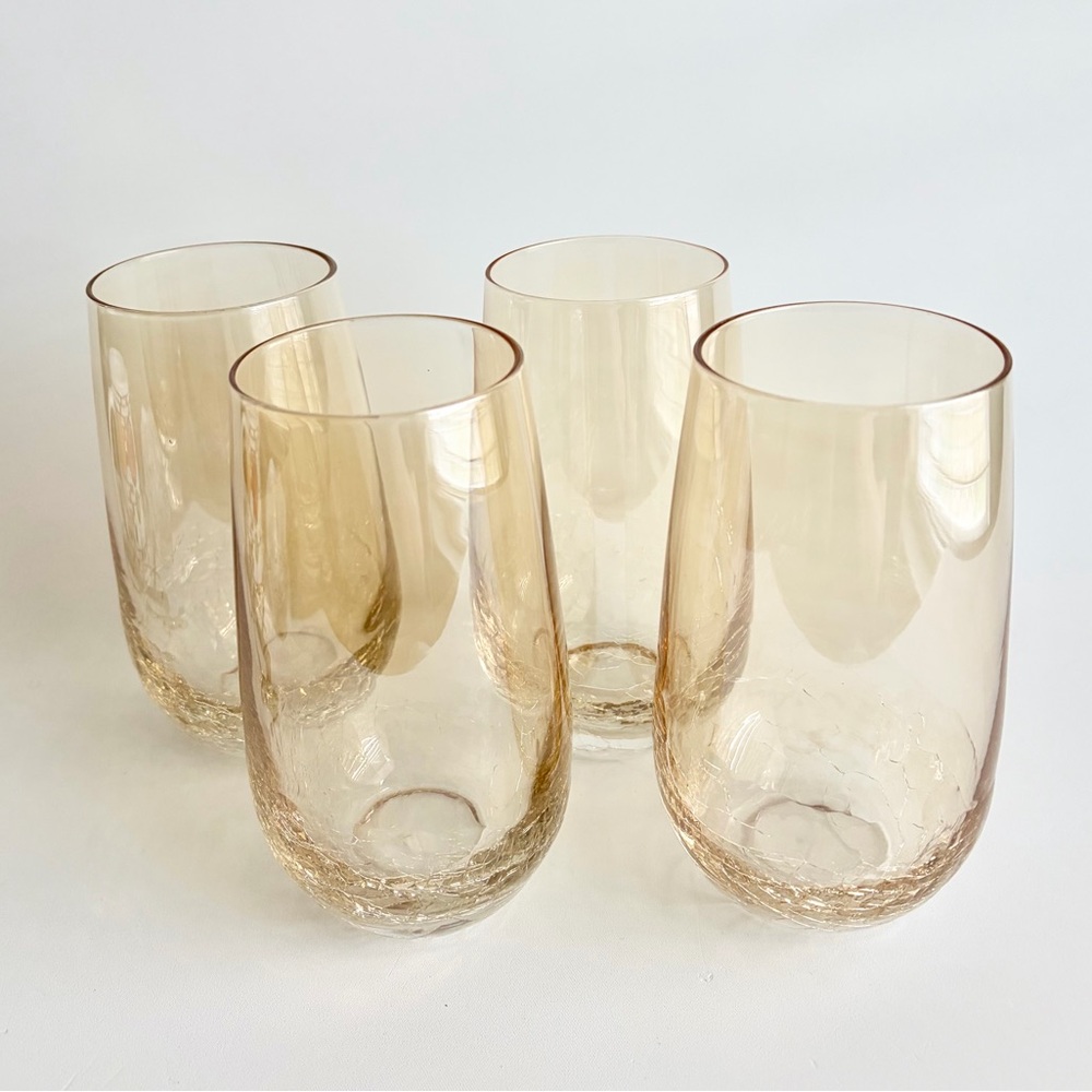 Pier 1 Imports | Amber Crackle Golden Luster Highball Glasses Set Of 4